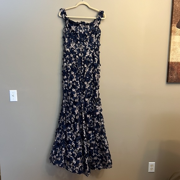 XSCAPE Off-the-Shoulder Embroidered Floral Lace Gown - Picture 9 of 17